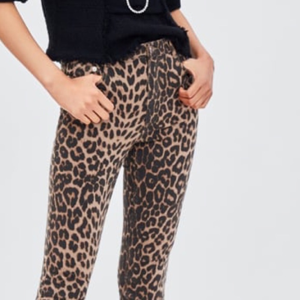 Zara Leopard Print Jeans